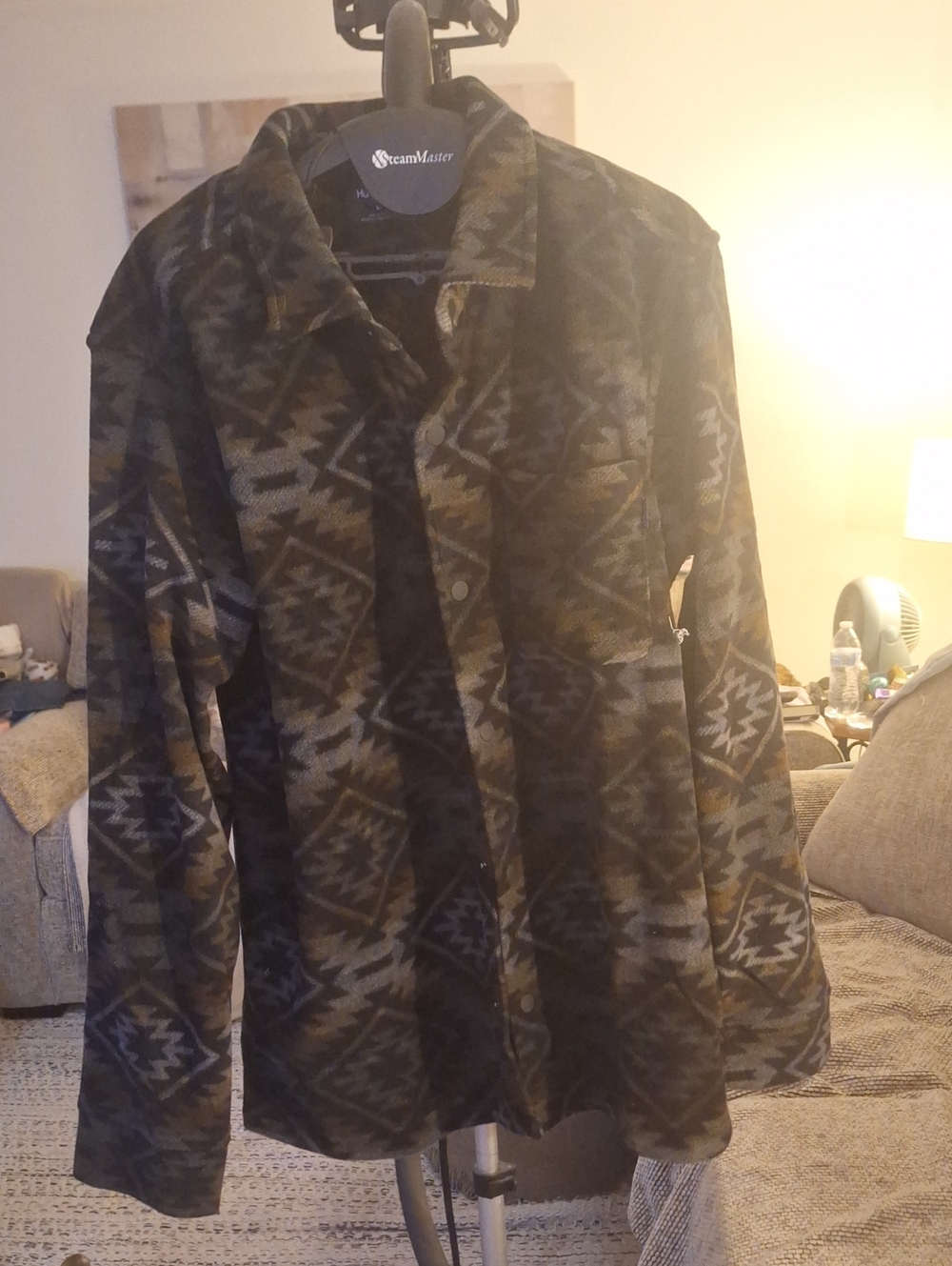 Hurley Men's Black & Olive Patterned Lightweight Shirt Jacket